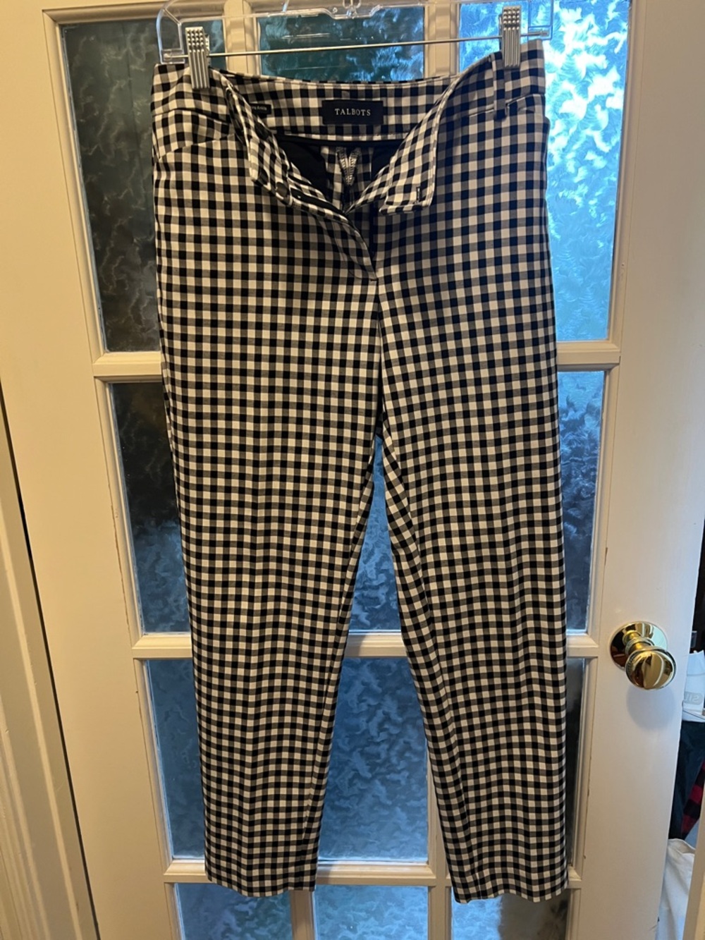 Talbots Black and White Gingham Cropped Pants